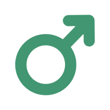 green cartoon drawing of the sign for male